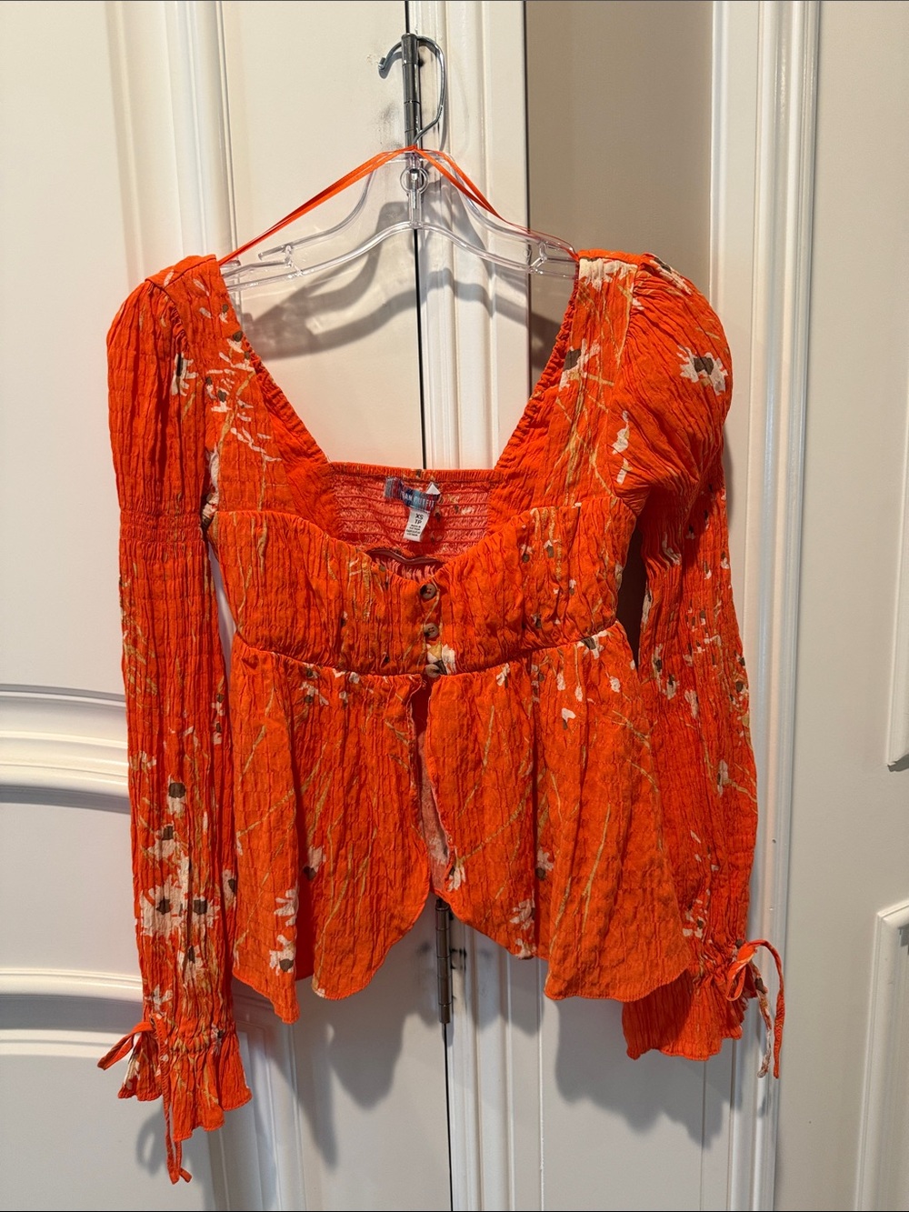 Urban Outfitters Orange Floral Peasant Blouse